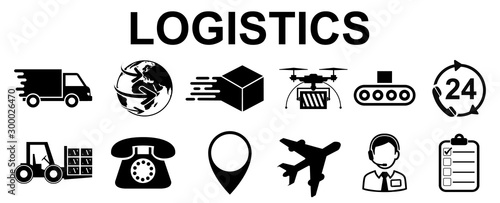 Logistics icons, delivery signs – stock vector