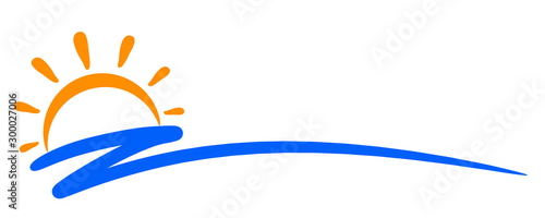 Seascape, blue sea and sun, wave, summer sign – stock vector
