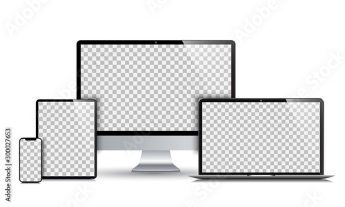 Set technology devices with empty display - stock vector