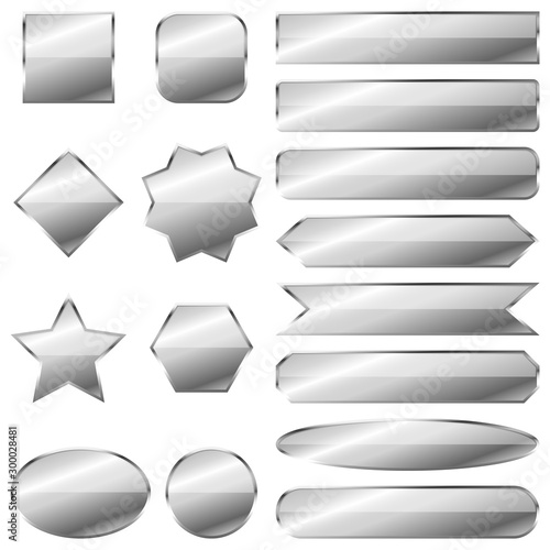 Set of silver banners isolated - vector.