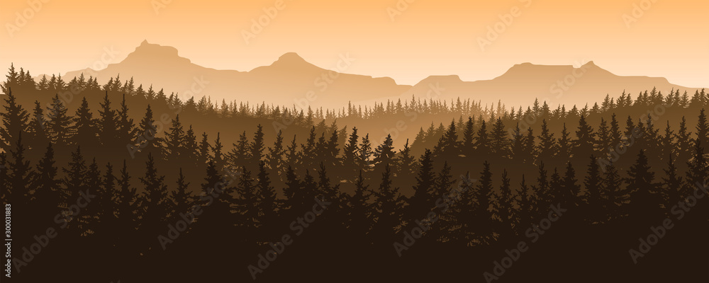 Naklejka vector image of mountains in the form of silhouettes