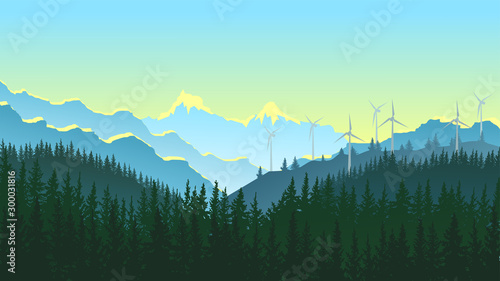 vector image of mountains in the form of silhouettes