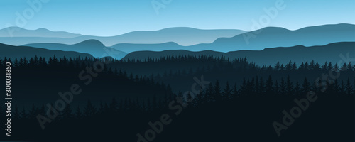 vector image of mountains in the form of silhouettes
