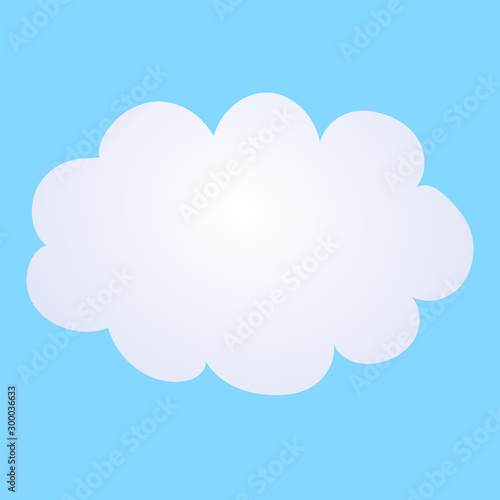 Vector cartoon illustration of a cloud on a blue background.