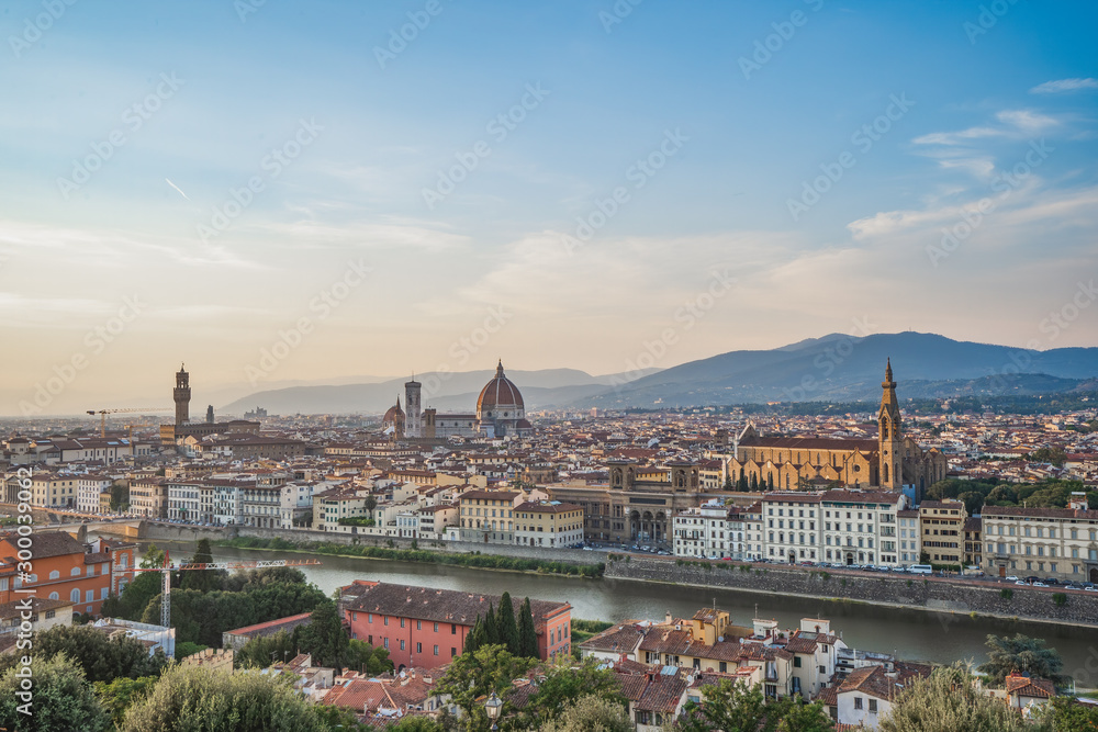 Sunset view of Florence city skyline from Piazza Michelangelo