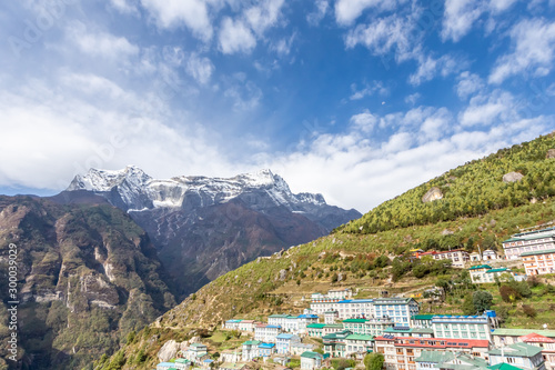 Namche Bazaar village on the way to Everest Base. Nepal. © marabelo