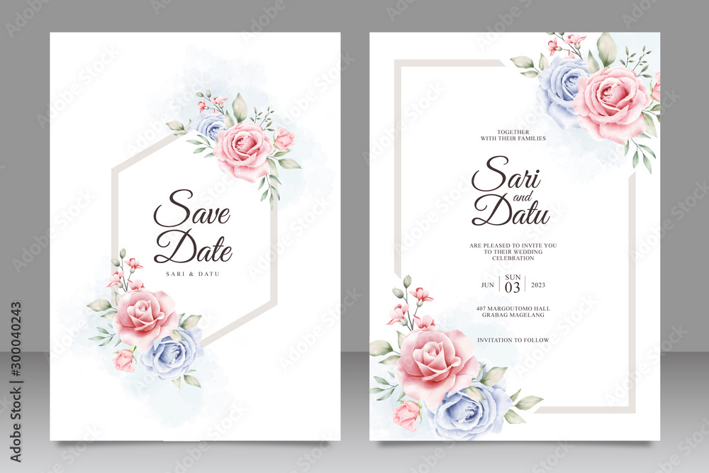 Floral frame wedding invitation design