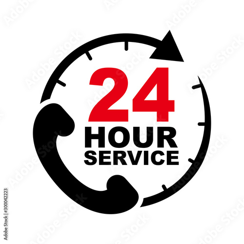 24 hour service vector design with telephone illustration 