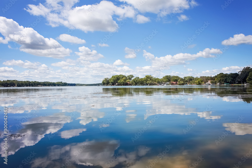 Frost Woods Beach on Lake Monona's Squaw Bay, in Wisconsin on a calm summer day