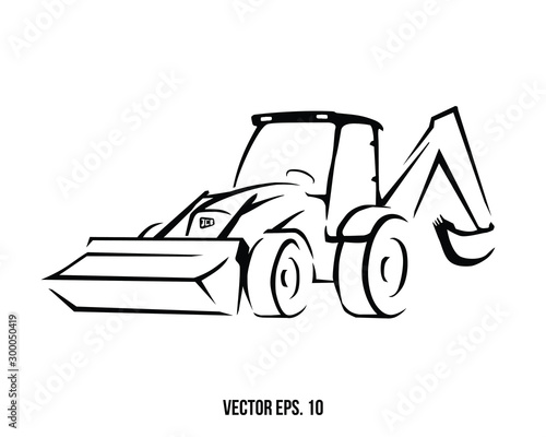 Excavator line vector for template