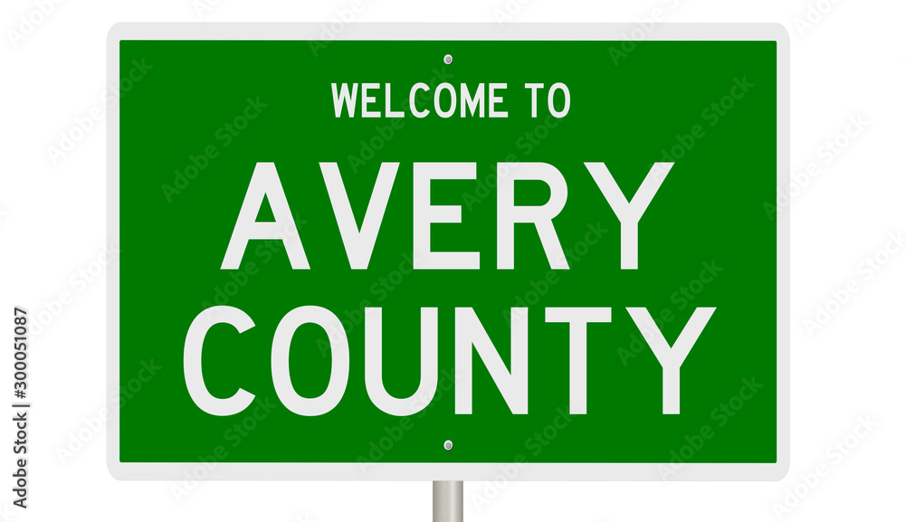 Rendering of a green 3d highway sign for Avery County Rendering of a green 3d highway sign for Avery County