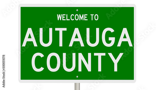 Rendering of a green 3d highway sign for Autauga County photo