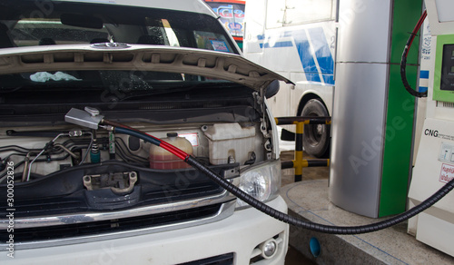 A car refuel the cheap NGV at gas station
