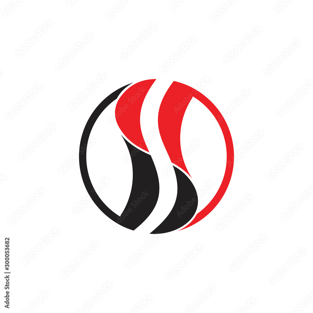 letter s stripes circle curves logo vector