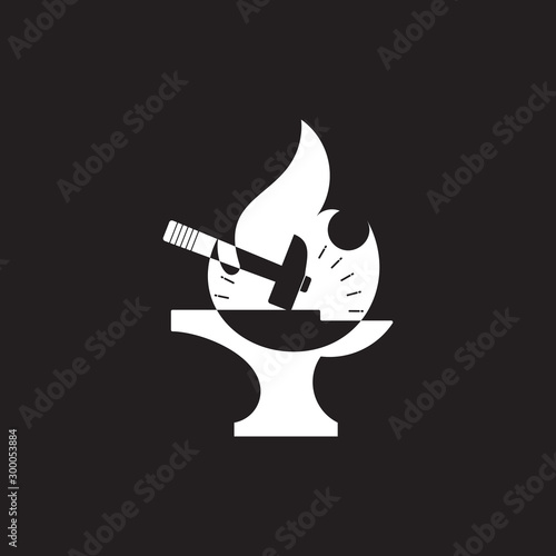 flame ironwork geometric design logo vector