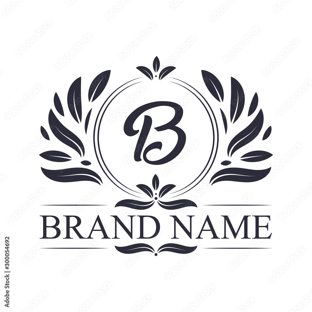 Letter B logo design. Alphabet B Luxurious logo, Vintage ornamental luxury logo design template. - obrazy, fototapety, plakaty 