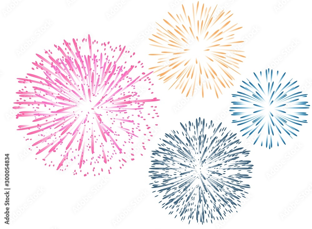 firework on white background, can be use for celebration, party, and new year event. - obrazy, fototapety, plakaty 