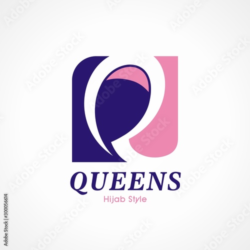 Letter Q for hijab logo design in square shape