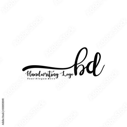  BD Letter Handwriting Vector. Black Handwriting Logo