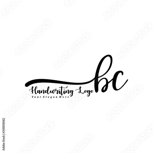  BC Letter Handwriting Vector. Black Handwriting Logo