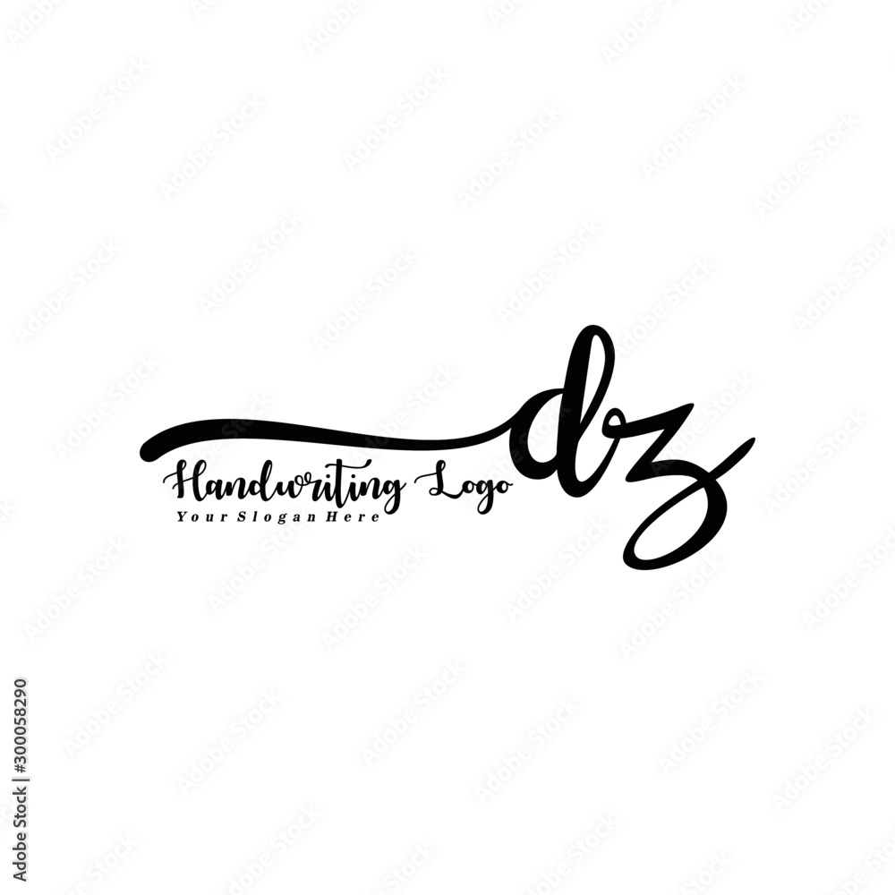 DZ Letter Handwriting Vector. Black Handwriting Logo