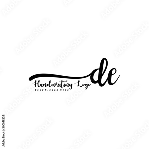 DE Letter Handwriting Vector. Black Handwriting Logo