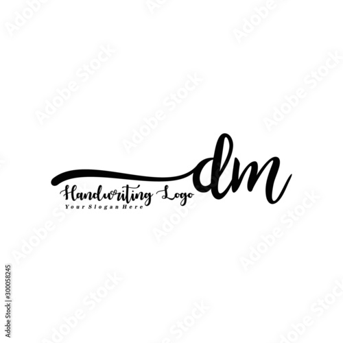 DM Letter Handwriting Vector. Black Handwriting Logo