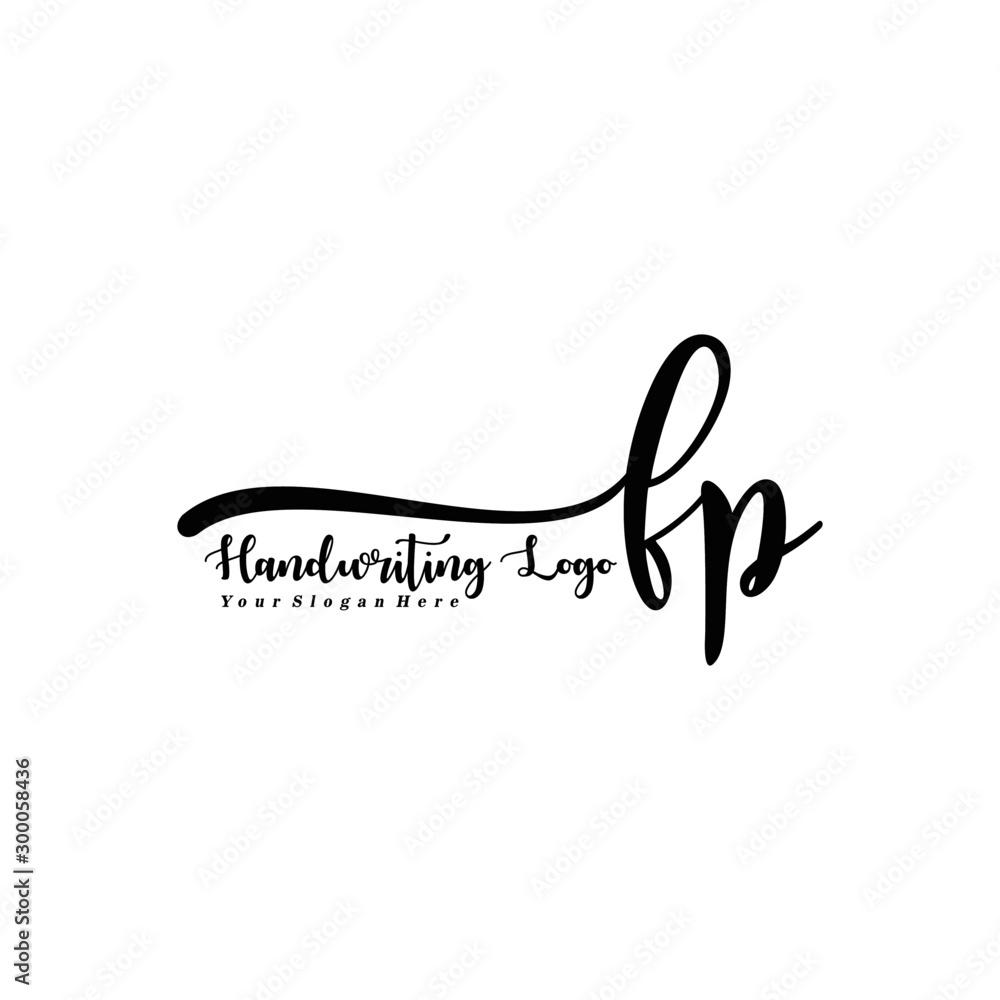 FP Letter Handwriting Vector. Black Handwriting Logo