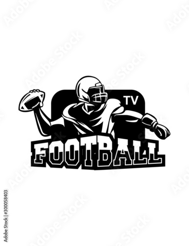 american football logo media black and white