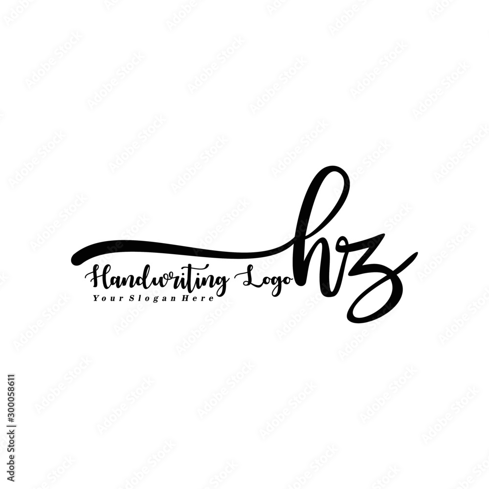 HZ Letter Handwriting Vector. Black Handwriting Logo HZ Letter Handwriting Vector. Black Handwriting Logo