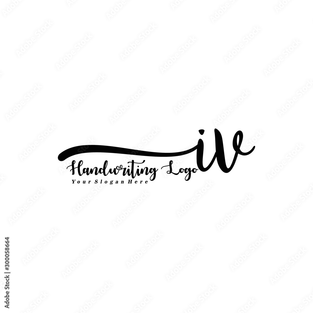 Obraz premium IV Letter Handwriting Vector. Black Handwriting Logo