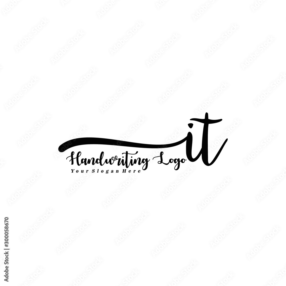 Fototapeta premium IT Letter Handwriting Vector. Black Handwriting Logo