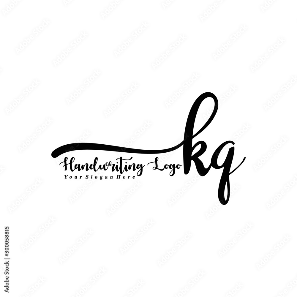 KQ Letter Handwriting Vector. Black Handwriting Logo KQ Letter Handwriting Vector. Black Handwriting Logo