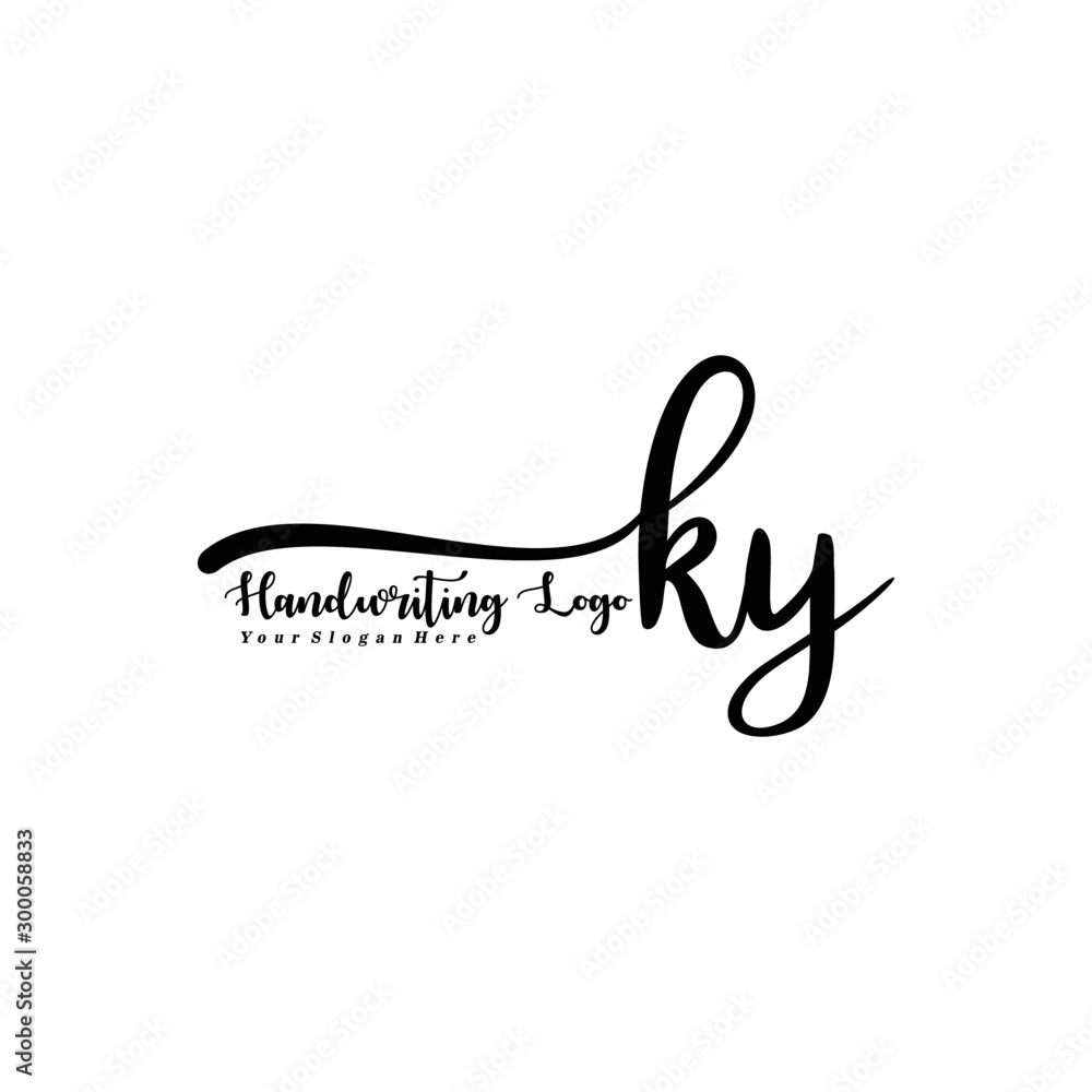 Obraz premium KY Letter Handwriting Vector. Black Handwriting Logo