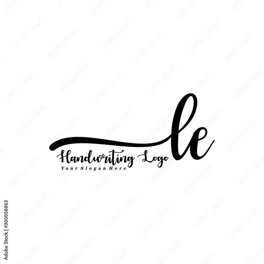Fototapeta premium LE Letter Handwriting Vector. Black Handwriting Logo