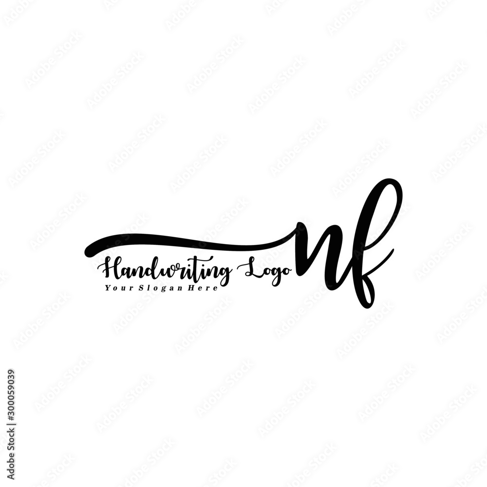 NF Letter Handwriting Vector. Black Handwriting Logo