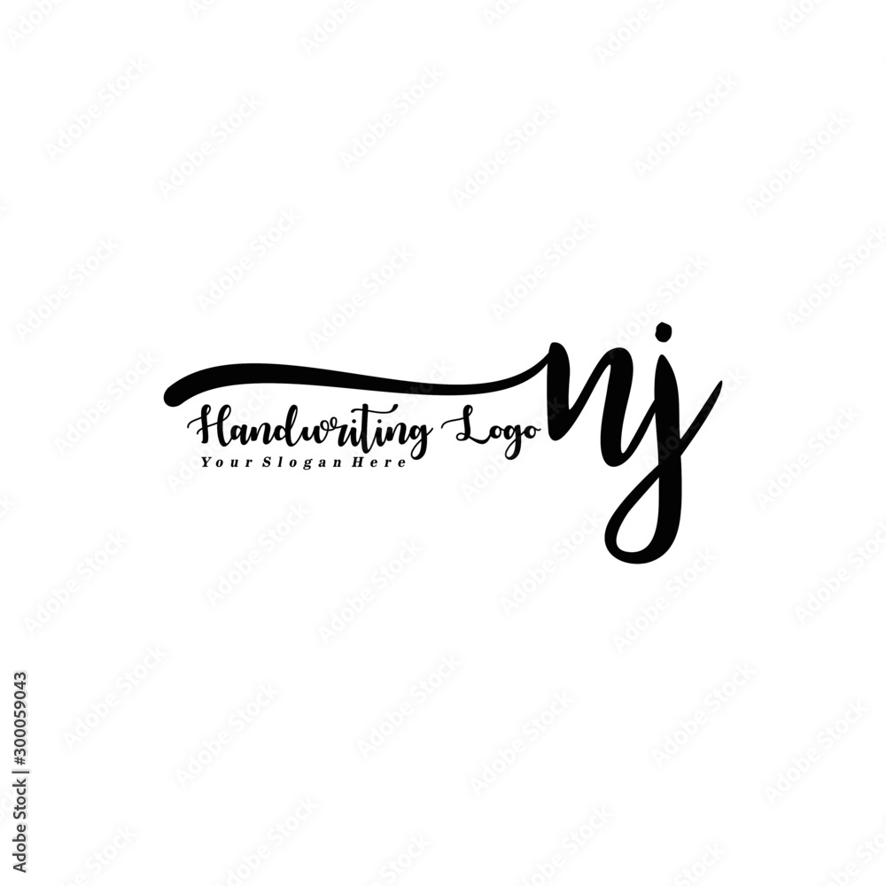 NJ Letter Handwriting Vector. Black Handwriting Logo NJ Letter Handwriting Vector. Black Handwriting Logo