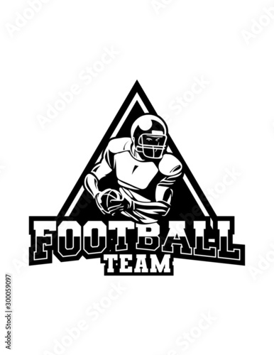 badge team for american football in black and white