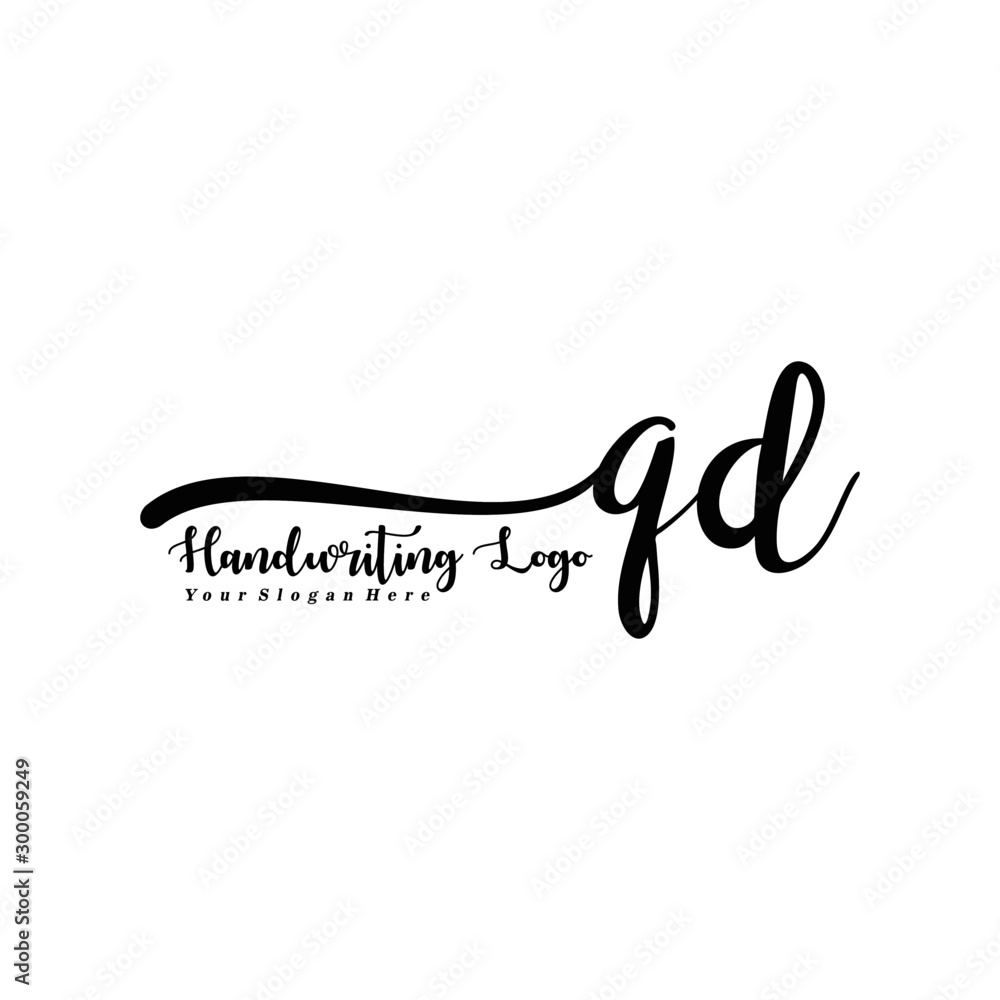QD Letter Handwriting Vector. Black Handwriting Logo QD Letter Handwriting Vector. Black Handwriting Logo