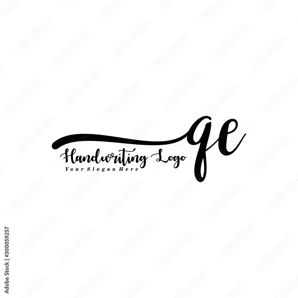 QE Letter Handwriting Vector. Black Handwriting Logo QE Letter Handwriting Vector. Black Handwriting Logo
