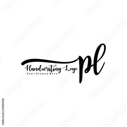 PL Letter Handwriting Vector. Black Handwriting Logo