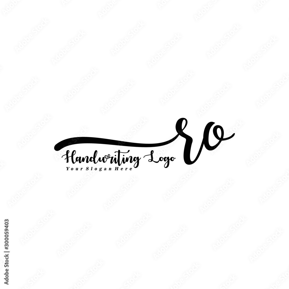RO Letter Handwriting Vector. Black Handwriting Logo RO Letter Handwriting Vector. Black Handwriting Logo