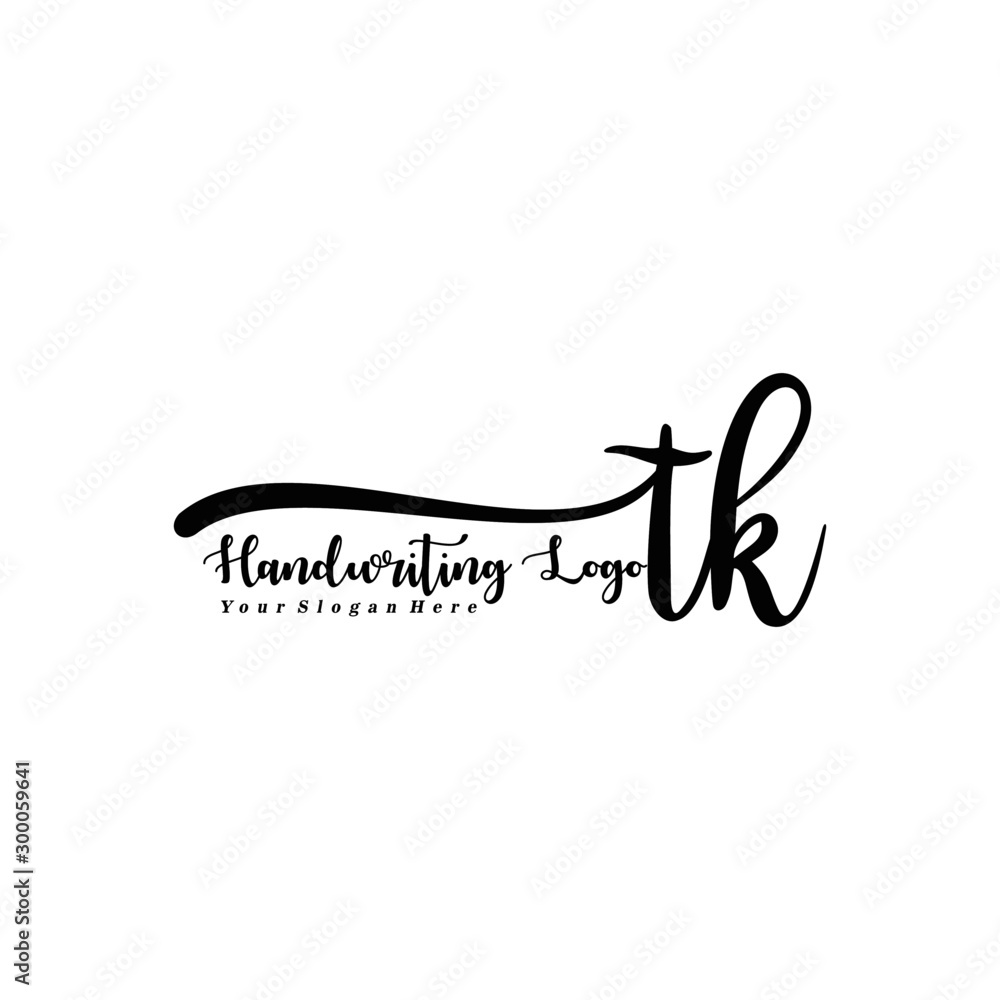 TK Letter Handwriting Vector. Black Handwriting Logo TK Letter Handwriting Vector. Black Handwriting Logo