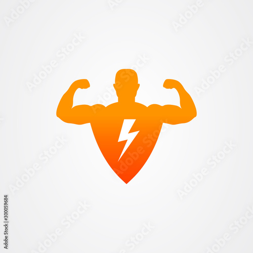 Male vector illustration logo for healthy, supplement