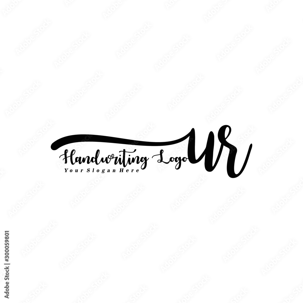 UR Letter Handwriting Vector. Black Handwriting Logo