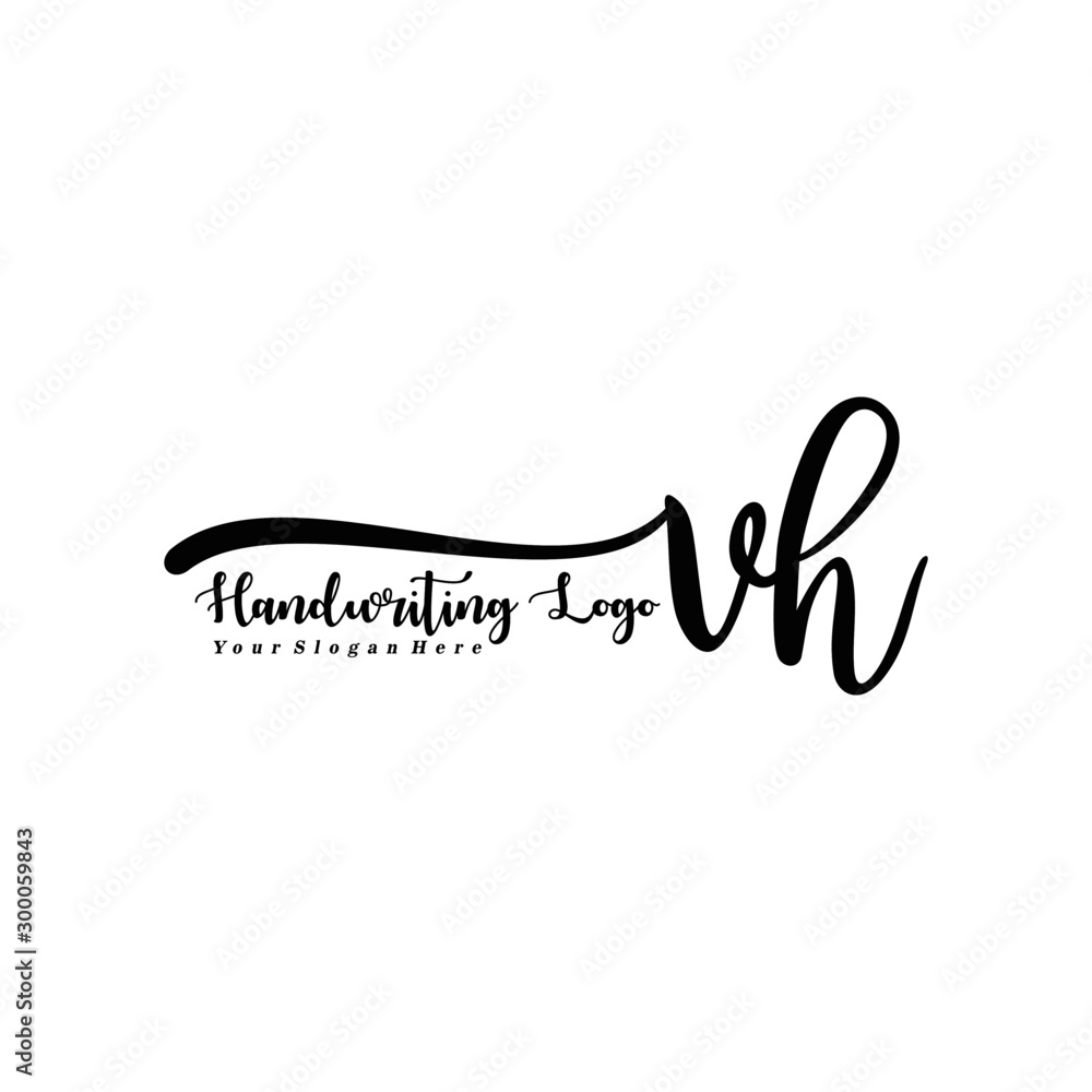 Obraz premium VH Letter Handwriting Vector. Black Handwriting Logo