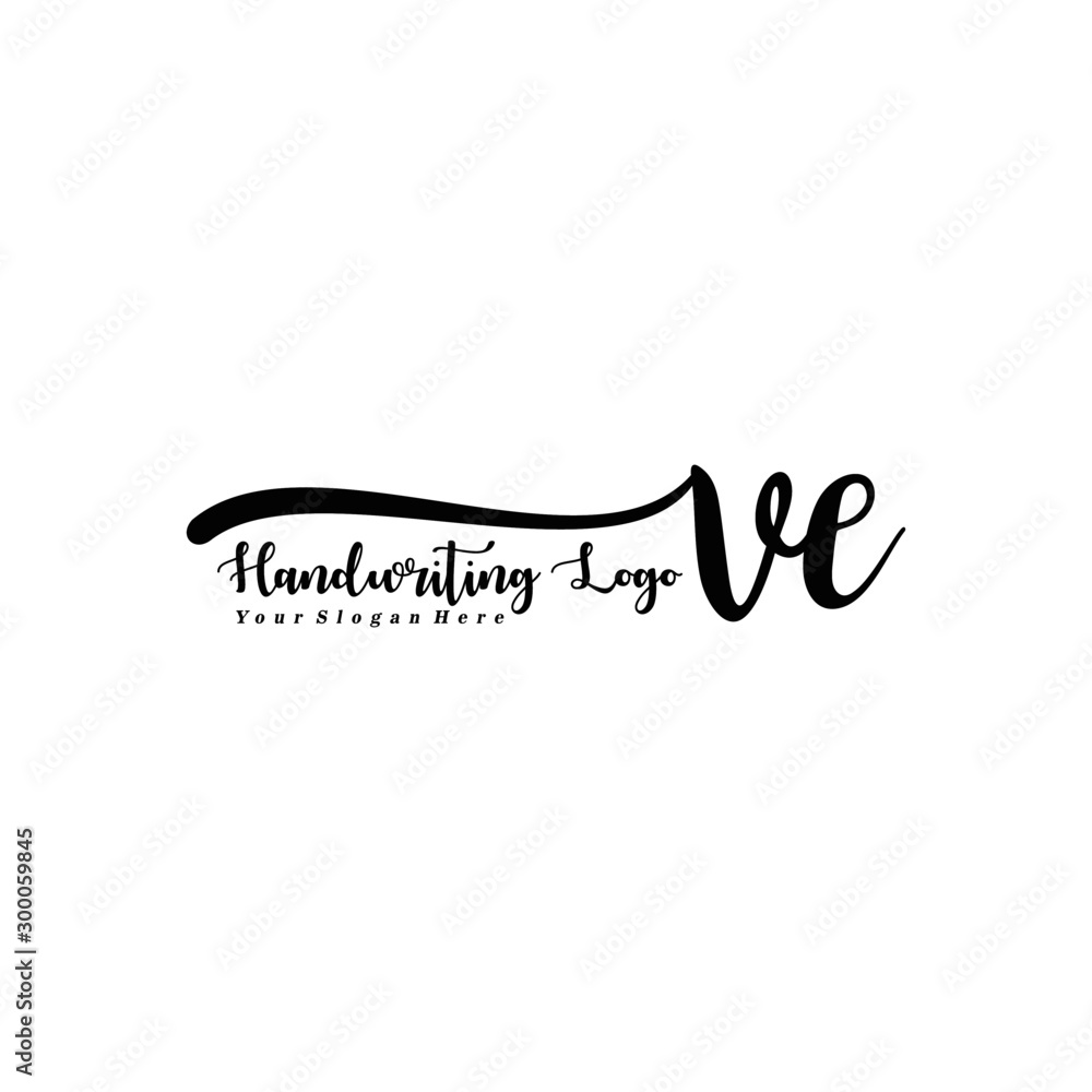 Obraz premium VE Letter Handwriting Vector. Black Handwriting Logo