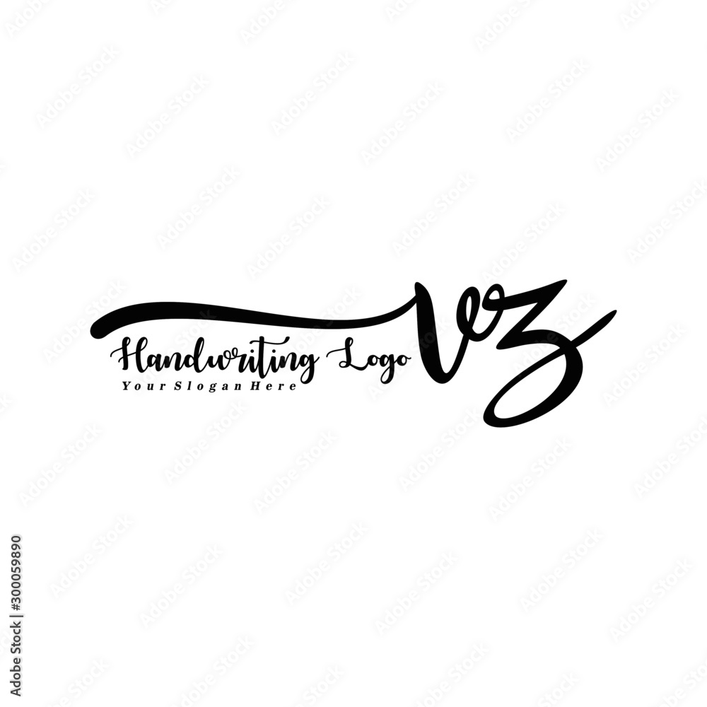 VZ Letter Handwriting Vector. Black Handwriting Logo VZ Letter Handwriting Vector. Black Handwriting Logo