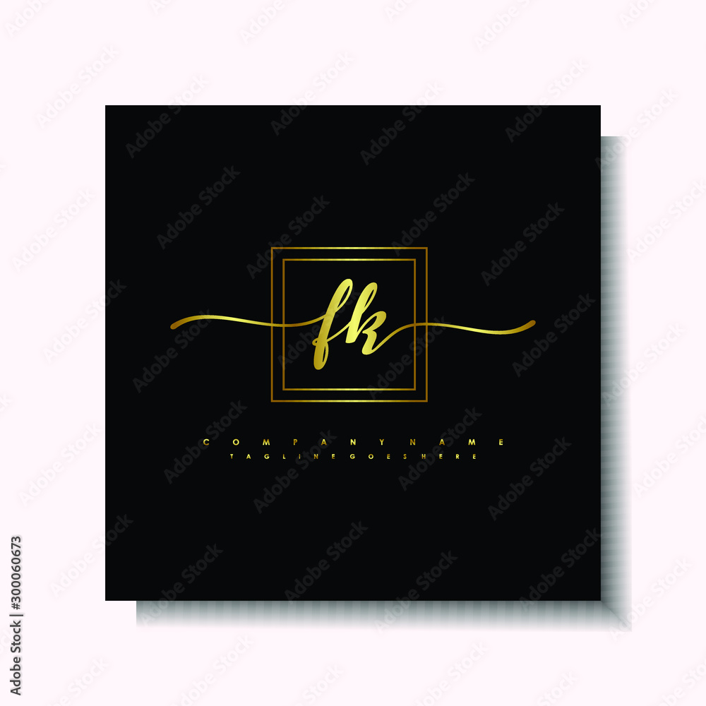 Letter handwriting F, FH in the box line gold colored, black background. Font and Gold Box line luxury. Vector logos for business, fashion, name cards, weddings, beauty, photography Letter handwriting F, FH in the box line gold colored, black background. Font and Gold Box line luxury. Vector logos for business, fashion, name cards, weddings, beauty, photography