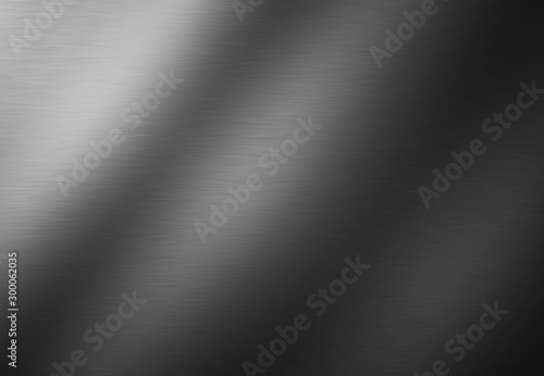 Stainless steel metal surface background or aluminum brushed silver texture with reflection.